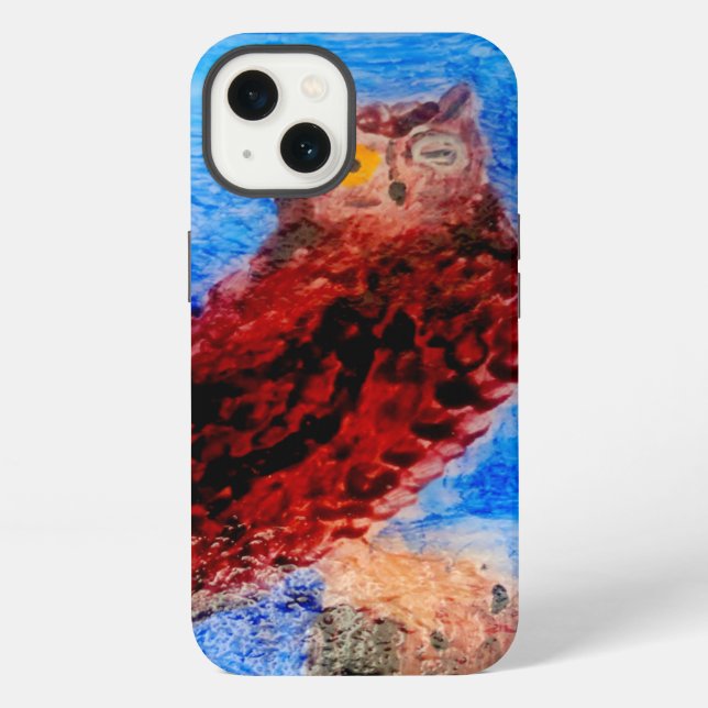 Lustige Eulen-Kunst iPhone Hülle (Rückseite)