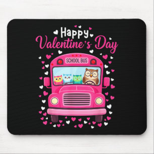 Lustige Eulen Schulbusfahrer frohen ValentinstagF Mousepad