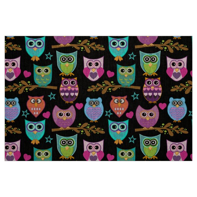 lustige Eulen Stoff (Fat Quarter (45,7 x 55,9 cm))