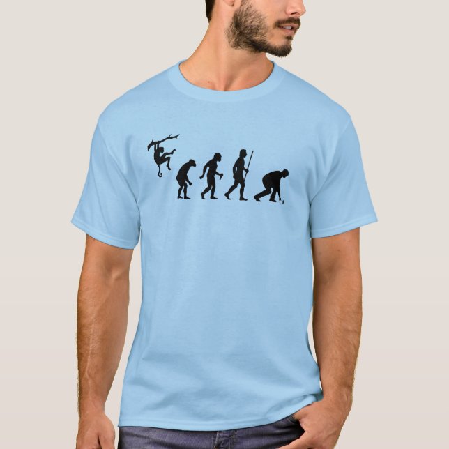 Lustige Evolution der Rasen-Schüsseln T-Shirt (Vorderseite)