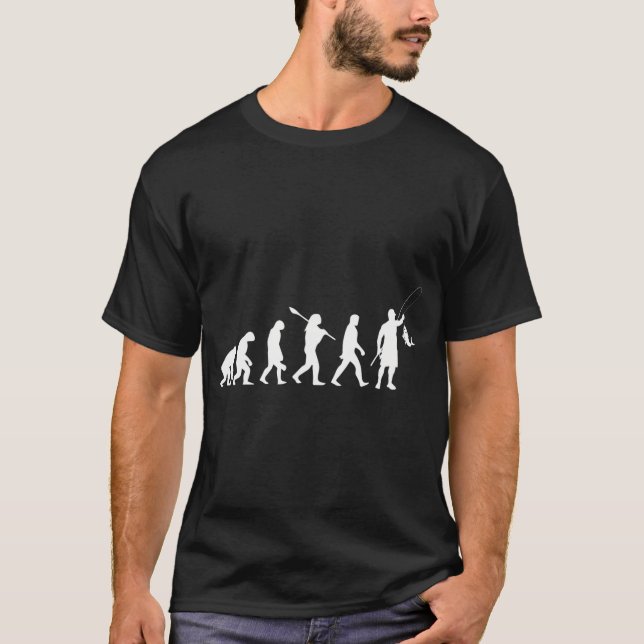 Lustige Evolution des Angelns des Menschen T-Shirt (Vorderseite)