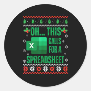 Lustige Excel-Tabellen Weihnachts-Pulloverliebhabe Runder Aufkleber