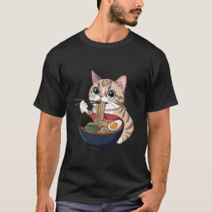 Lustige Exotische Kurzhaar Katze isst Ramen Nudeln T-Shirt