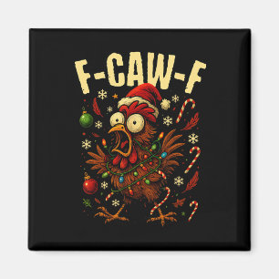 Lustige F-caw-f Weihnachts-Huhn Xmas Lichter Santa Magnet