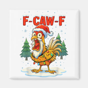 Lustige F-caw-f Weihnachts-Huhn-Xmas-Lichter Santa Magnet