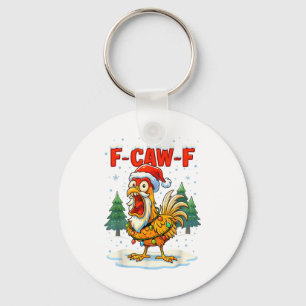 Lustige F-caw-f Weihnachts-Huhn Xmas Lichter Santa Schlüsselanhänger