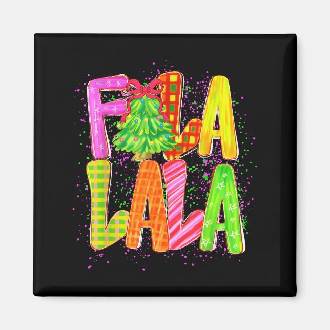 Lustige Fa La La Kokette Schleife Karierte Weihnac Magnet (Vorne)