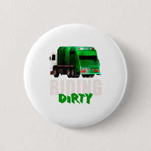 Lustige Fahrt Dreckiger Recycling-Müllwagen Erde D Button
