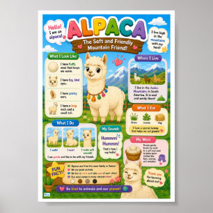Lustige Fakten über Alpakas für Kinder Poster