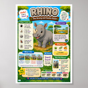 Lustige Fakten über Nashörner für Kinder Poster