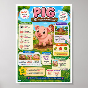 Lustige Fakten über Schweine für Kinder Poster
