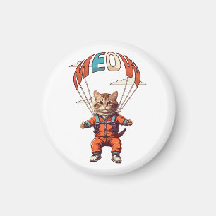 Lustige Fallschirmspringende Katze Magnet