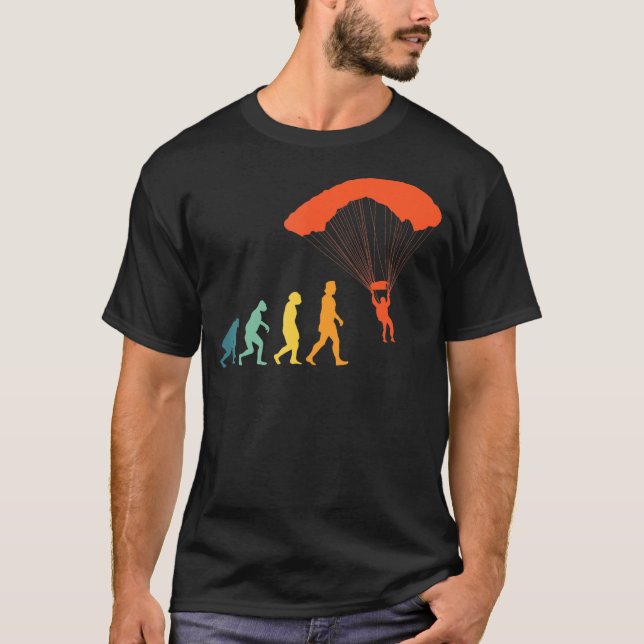 Lustige Fallschirmspringer Evolution Retro Fallsch T-Shirt (Vorderseite)
