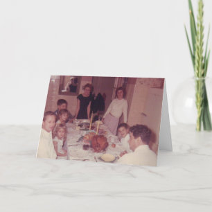 Lustige Familie am Tisch Thanksgiving-Karte Dankeskarte