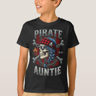 Lustige Familie Totenkopf Pirat Tante Jolly Roger T-Shirt