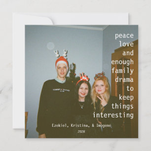 Lustige Familien-Drama-Foto Feiertagskarte