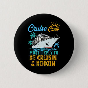 Lustige Familien-Kreuzfahrt-Crew, die wahrscheinli Button