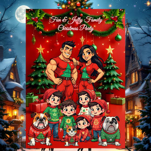 Lustige Familien-Weihnachtsfeier hässliche Pullove Einladung