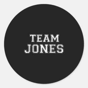 Lustige Familiensportmannschaft Jones Nachname Jon Runder Aufkleber