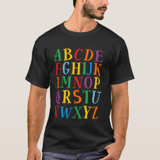 Lustige Farb Buchstaben Alphabet Lernen ABCs Kinde T-Shirt