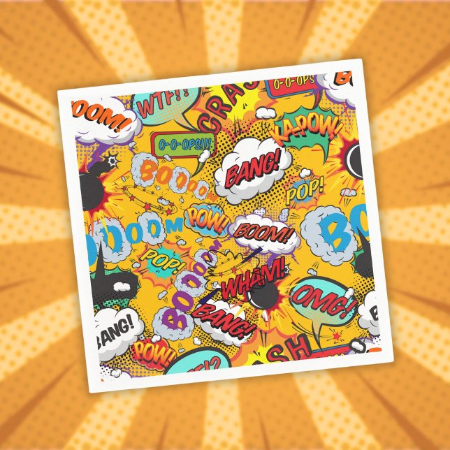 Lustige farbenfrohe Comic-Typografie Serviette (Fun Colorful Comic Book Typography Napkins)