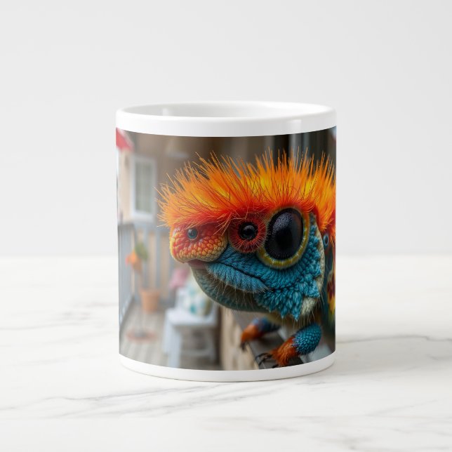 Lustige farbenfrohe Eidechse Jumbo-Tasse (Vorderseite)