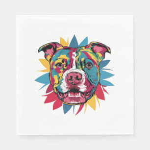 lustige, farbenfrohe Hundekugel Serviette