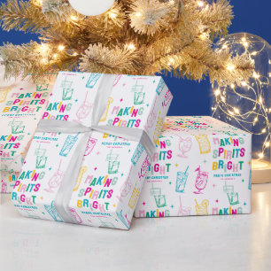 Lustige farbenfrohe 'Making Spirits Bright' Weihna Geschenkpapier