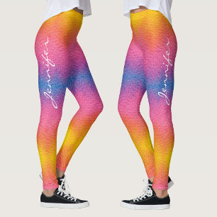 Lustige farbenfrohe Ombre-Wasserfarbe-Kalligrafie- Leggings
