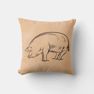 Lustige Farm Landbraun Braun Farmer Schwein Wurf Kissen
