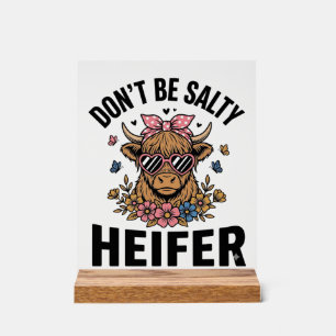 Lustige Färse Kuh Floral Schmetterling Vintage Des Acrylschild