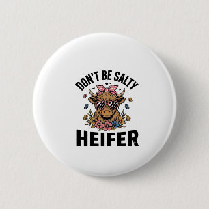 Lustige Färse Kuh Floral Schmetterling Vintage Des Button