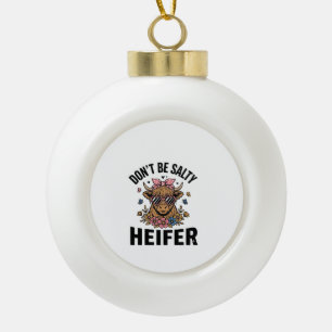 Lustige Färse Kuh Floral Schmetterling Vintage Des Keramik Kugel-Ornament