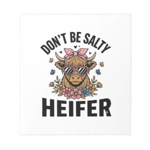Lustige Färse Kuh Floral Schmetterling Vintage Des Notizblock