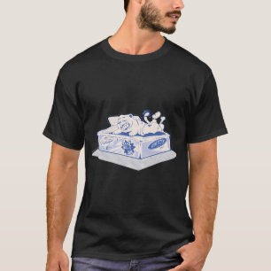 Lustige faule Katze, die Fischsnack isst, Vintage- T-Shirt