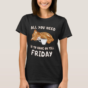 Lustige faule Katze Kaffee Arbeits Humor Halt Dich T-Shirt