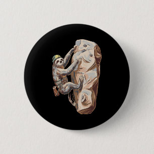 Lustige Faultier-Felskletter-Cartoon Button