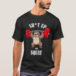 Lustige Faultier Fitness Kniebeugen Workout Gewich T-Shirt