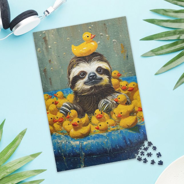 Lustige Faultier-Gummiente Pool-Puzzle Puzzle (Von Creator hochgeladen)