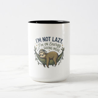 Lustige Faultier-Kaffeetasse | Energiesparmodus Fa Zweifarbige Tasse