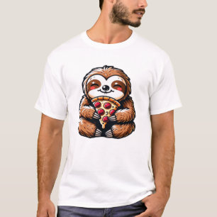 Lustige Faultier-Pizza essend, Kawaii-Tierliebhabe T-Shirt