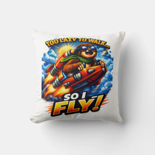 Lustige Faultier-Rakete Meme, zu faul zum Laufen, Kissen