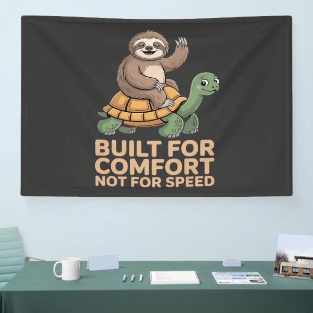 Lustige Faultier reitet Schildkröte Banner (Messe)