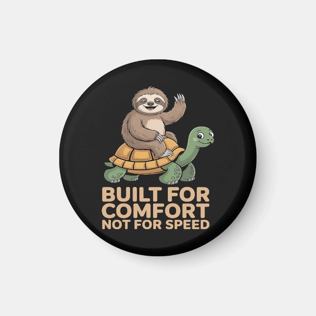 Lustige Faultier reitet Schildkröte Magnet (Vorne)