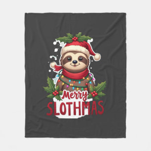 Lustige Faultier-Weihnachtslichter Frohe Faultier- Fleecedecke