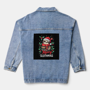 Lustige Faultier-Weihnachtslichter Fröhliche Fault Jeansjacke