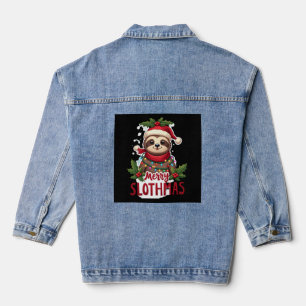 Lustige Faultier-Weihnachtslichter Fröhliche Fault Jeansjacke