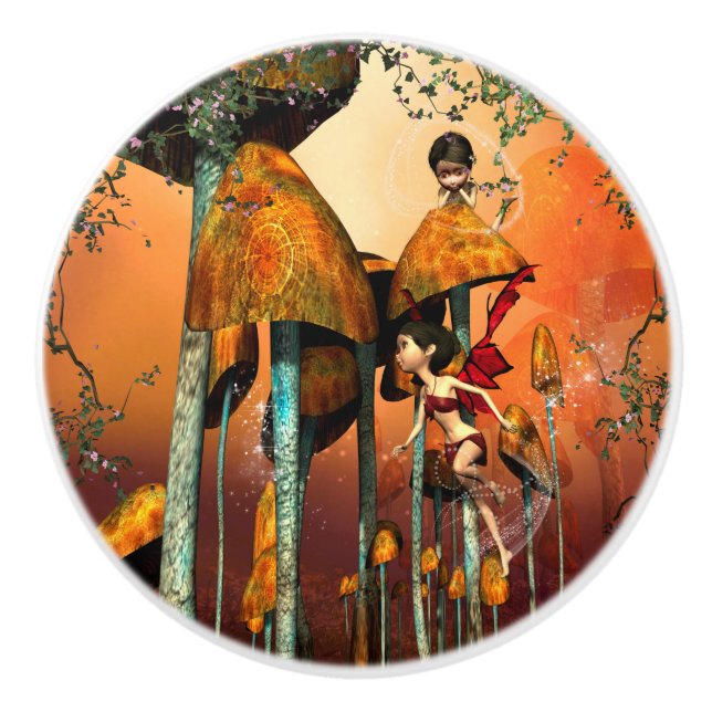 Lustige Fee Keramikknauf (Vorderseite)