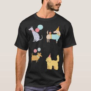 Lustige Feiertagshunde. Hunde mit Kuchen und Ballo T-Shirt