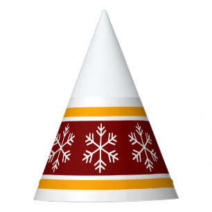 Lustige Festliche Schneeflocken Vintage Rot Orange Partyhütchen